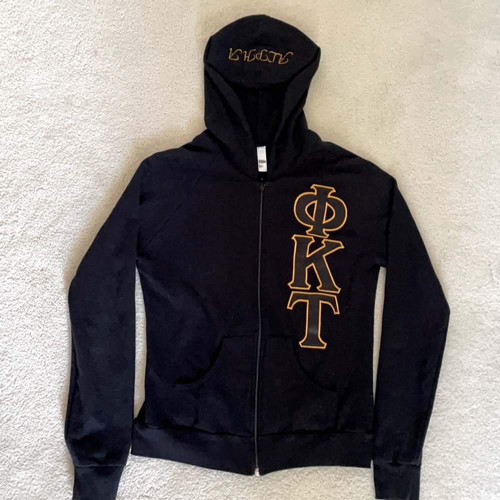 California Fleece by American Apparel cotton black embroidered Princess hoodie L